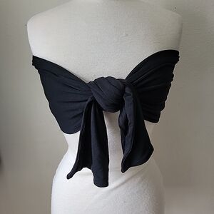 JLUXLABEL Elegant Black Tie-Front Top